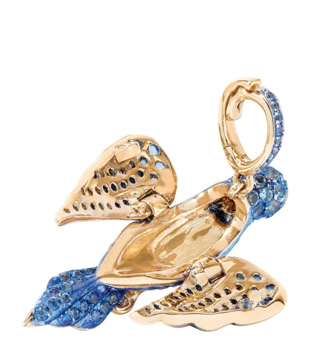 Yellow Gold, Diamond, Topaz And Sapphire Bluebird Locket Charm  |  Fine Charms Fine Charms Fine Charms