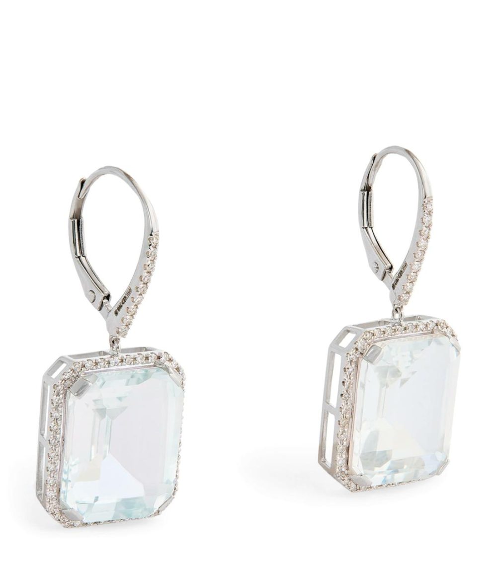 White Gold, Diamond And White Topaz Portrait Earrings  |  Fine Earrings Fine Earrings Fine Earrings