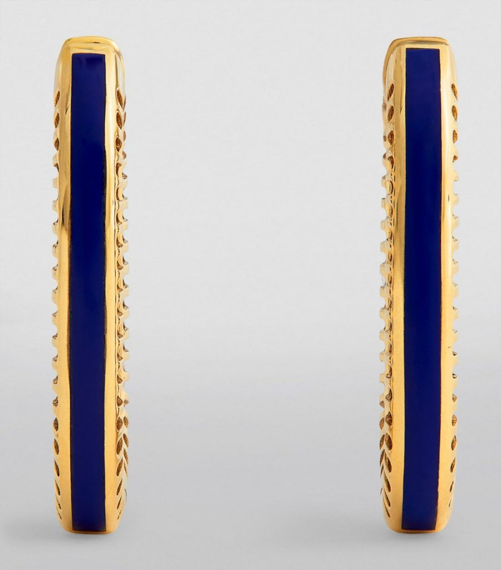 Large Yellow Gold And Lapis Lazuli Lock Ray Earrings  |  Fine Earrings Fine Earrings Fine Earrings